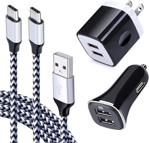 Fast Charger Type C Car Charger for Samsung Galaxy S22 Ultra /S22 +/S21/S20 fe /S20 A13 5G, A21, A12,A42,A52, A32, A11,Note 22/20, Dual Port Car Charger Adapter Wall Charging Block and Cable Cord in Kuwait