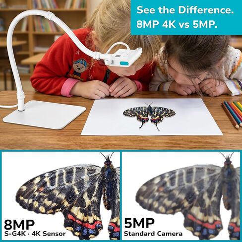 OKIOCAM S-G4K 8MP Ultra HD Document Camera, Auto Focus, Flexible Gooseneck Arm, Metal Base, Compatible with Mac, Windows, iPad, Chromebook – Online Teaching, Distance Learning & Live Demo in Kuwait