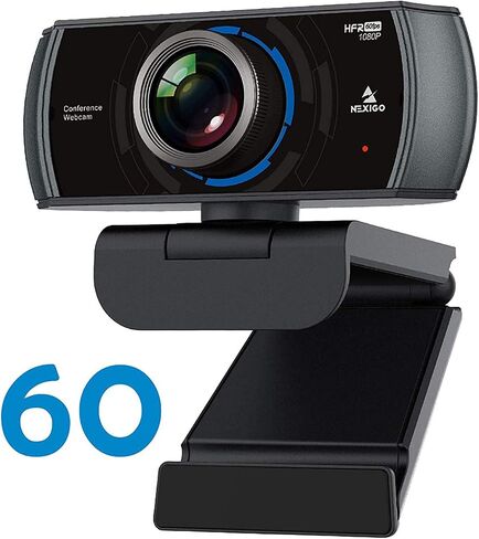 NexiGo N980P 1080P 60FPS Webcam with Microphone, HD USB Computer Camera, Built-in Dual Noise Reduction Mics, 120 Degrees Wide-Angle for Zoom/Skype/FaceTime/Teams, PC Mac Desktop (Renewed) in Kuwait