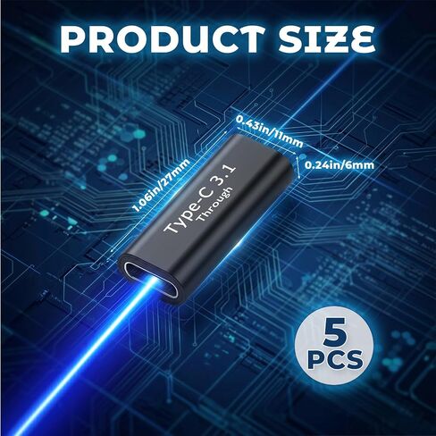 5 Pcs USB C Female to Female Adapter 10Gbps/100W/8K USB C Coupler in Saudi Arabia