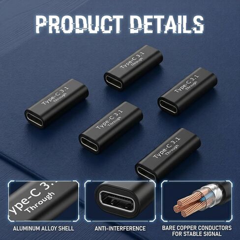 5 Pcs USB C Female to Female Adapter 10Gbps/100W/8K USB C Coupler in Saudi Arabia