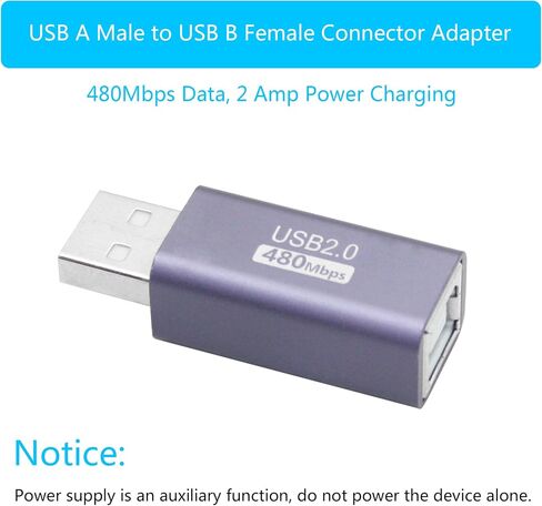 USB 2.0 Printer Connector Adapter, Expansion Adapter Plug, 480 Mbps Data in Kuwait