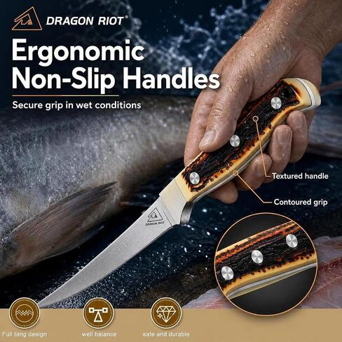 DRAGON RIOT Fillet Knife Set, Japanese Stainless Steel, Ergonomic Handle in Kuwait