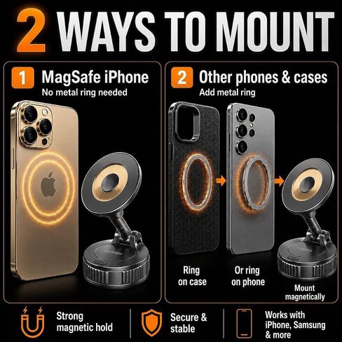 Upgraded Windshield/Screen Car Phone Holder for MagSafe with Vacuum Suction in Kuwait
