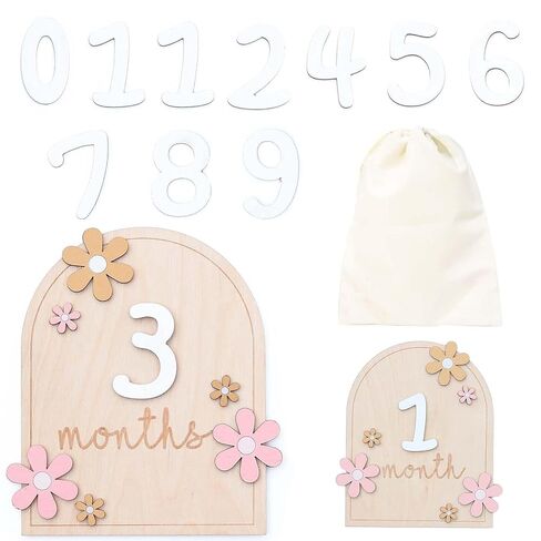 Baby Monthly Milestone Cards, Monthly Baby Milestone Signs, Monthly Milestone Signs for 1-12 Month Baby, Newborn Gift for Girl and Boy (Flower) in Saudi Arabia