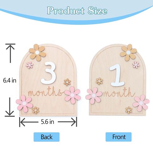 Baby Monthly Milestone Cards, Monthly Baby Milestone Signs, Monthly Milestone Signs for 1-12 Month Baby, Newborn Gift for Girl and Boy (Flower) in Saudi Arabia
