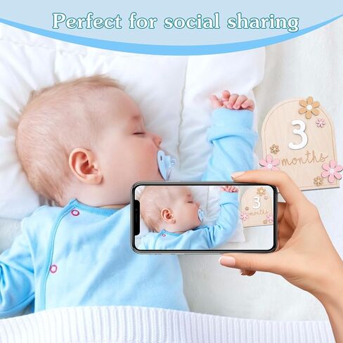 Baby Monthly Milestone Cards, Monthly Baby Milestone Signs, Monthly Milestone Signs for 1-12 Month Baby, Newborn Gift for Girl and Boy (Flower) in Saudi Arabia