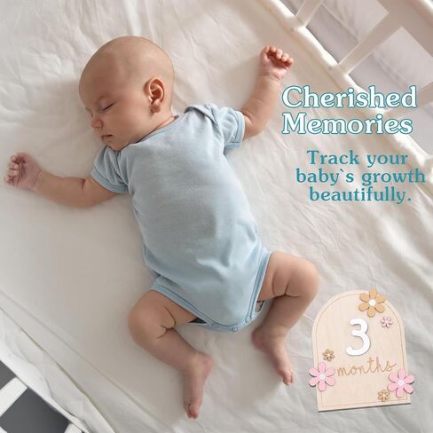 Baby Monthly Milestone Cards, Monthly Baby Milestone Signs, Monthly Milestone Signs for 1-12 Month Baby, Newborn Gift for Girl and Boy (Flower) in Saudi Arabia