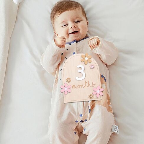 Baby Monthly Milestone Cards, Monthly Baby Milestone Signs, Monthly Milestone Signs for 1-12 Month Baby, Newborn Gift for Girl and Boy (Flower) in Saudi Arabia