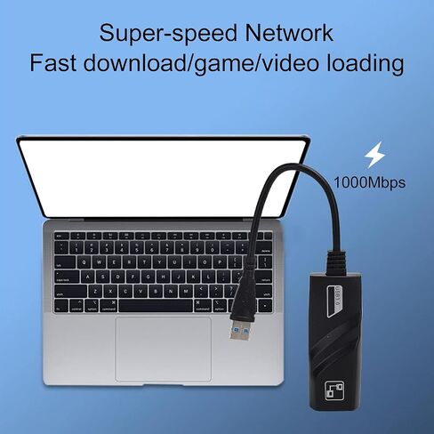 USB 3.0 to RJ45 Gigabit Ethernet Adapter, Wired Network Card for Laptop and Desktop, Plug and Play External Ethernet Adapter with 10/100/1000Mbps Speed for in Kuwait