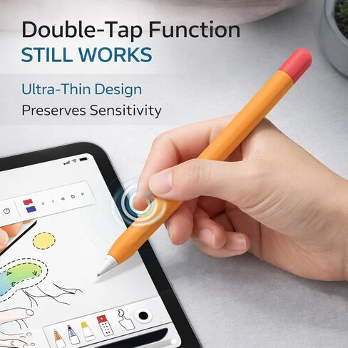 Mizi (2 Pack) Case for Apple Pencil 2nd Generation & Apple Pencil Pro (2024) Cover Premium Silicone Sleeve Skin, USB Charging/Double Tap & Attaching Magnetically - (Black/Orange) in Kuwait