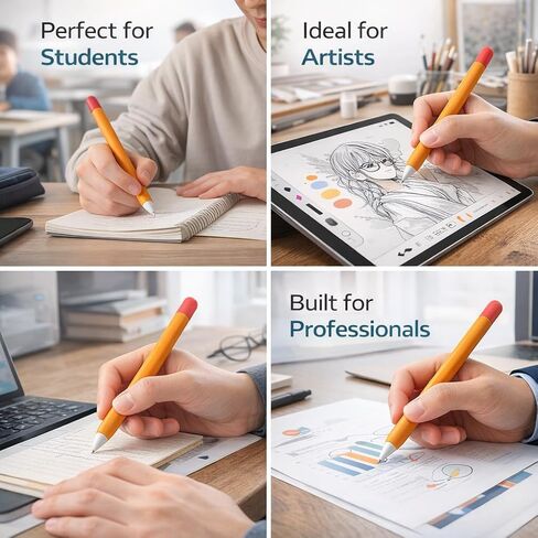 Mizi (2 Pack) Case for Apple Pencil 2nd Generation & Apple Pencil Pro (2024) Cover Premium Silicone Sleeve Skin, USB Charging/Double Tap & Attaching Magnetically - (Black/Orange) in Kuwait