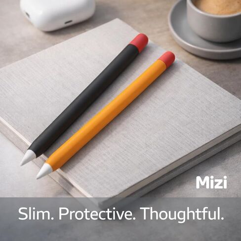 Mizi (2 Pack) Case for Apple Pencil 2nd Generation & Apple Pencil Pro (2024) Cover Premium Silicone Sleeve Skin, USB Charging/Double Tap & Attaching Magnetically - (Black/Orange) in Kuwait