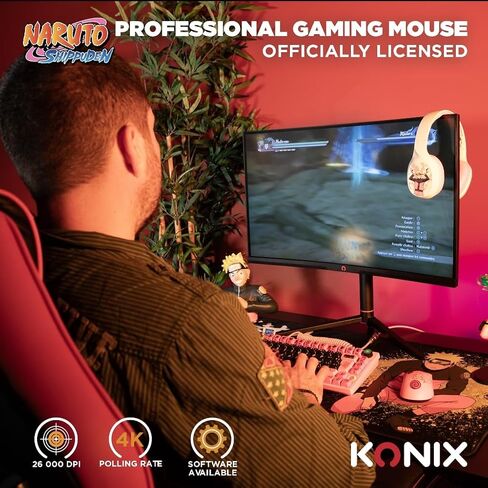 Konix Naruto Shippuden Gaming-Maus kabelgebunden/kabellos PC - Nummerierte Pro Collector Edition - 26.000 DPI - 70 Std. Akkulaufzeit - Kurama-Motiv in Kuwait
