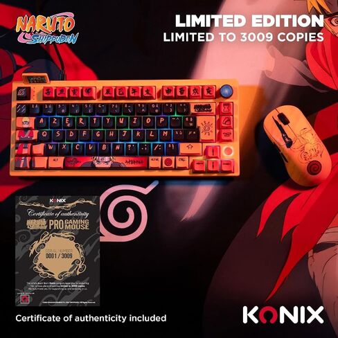 Konix Naruto Shippuden Gaming-Maus kabelgebunden/kabellos PC - Nummerierte Pro Collector Edition - 26.000 DPI - 70 Std. Akkulaufzeit - Kurama-Motiv in Kuwait