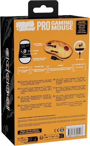 Konix Naruto Shippuden Gaming-Maus kabelgebunden/kabellos PC - Nummerierte Pro Collector Edition - 26.000 DPI - 70 Std. Akkulaufzeit - Kurama-Motiv in Kuwait