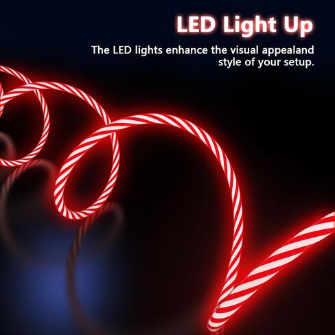 3-in-1 LED Light Up Flowing Multi iPhone Charger Cable,Lightning/Type C/Micro USB Car RGB Glowing Connector Cord for Apple iPhone 15/14/13/12/11 Pro Max/XR/XS/SE,iPad/Android/Samsung-6.6FT/2M Red in Kuwait