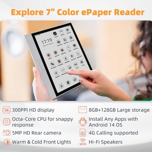 Bigme B7 Color eReader, ePaper Tablet 7 Inch E-Ink eBook Readers Android e-Reader with 4G Calling, 8GB+128GB, Stylus, Android Ereader Tablet with Audiobook Note-Taking Meeting Record Transcription in Kuwait