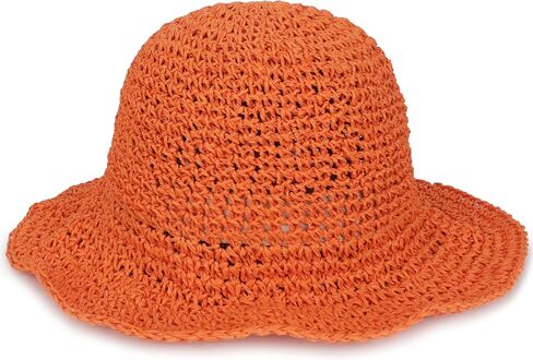 Womens Crochet Straw Sun Hat Foldable Floppy Wide Brim Beach Hat for Summer in Kuwait