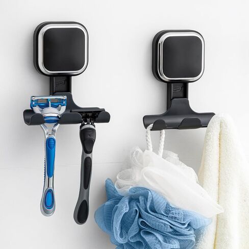 TAILI 2 Pack Upgraded Suction Cup Razor Holder for Shower Waterproof, Black in Saudi Arabia