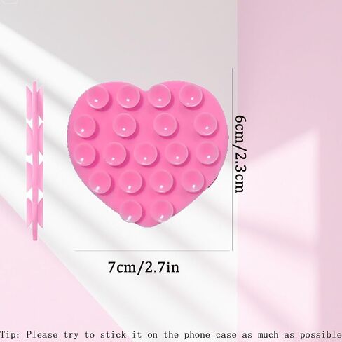 Rookii 3Pcs Double-Sided Heart Shaped Silicone Suction Phone Case Mount,Non Slip Suction Cup Phone Mount,Hands-Free Accessories Holder for Selfies and Videos White Pink Black in Kuwait