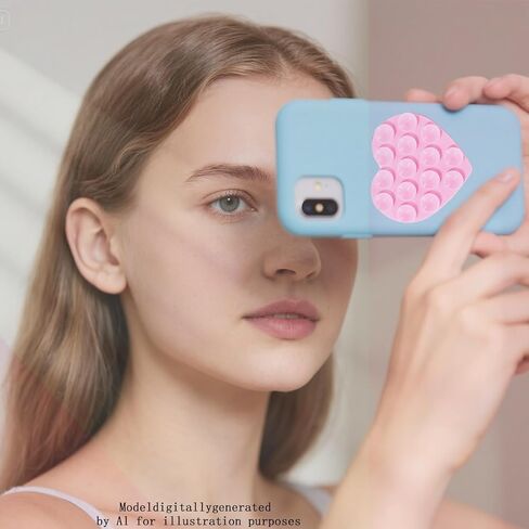 Rookii 3Pcs Double-Sided Heart Shaped Silicone Suction Phone Case Mount,Non Slip Suction Cup Phone Mount,Hands-Free Accessories Holder for Selfies and Videos White Pink Black in Kuwait