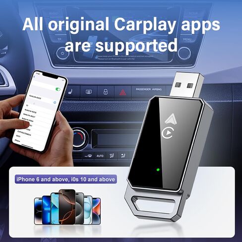 Wireless CarPlay & Android Auto Adapter 2-in-1 Convert Wired CarPlay to Wireless, No Latency, WiFi 6 & Bluetooth 5.3, Auto Reconnect, USB & Type-C, Compatible W iPhone iOS 10+, Android 11+, 2015+ Cars in Saudi Arabia