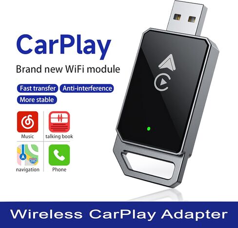 Wireless CarPlay & Android Auto Adapter 2-in-1 Convert Wired CarPlay to Wireless, No Latency, WiFi 6 & Bluetooth 5.3, Auto Reconnect, USB & Type-C, Compatible W iPhone iOS 10+, Android 11+, 2015+ Cars in Saudi Arabia