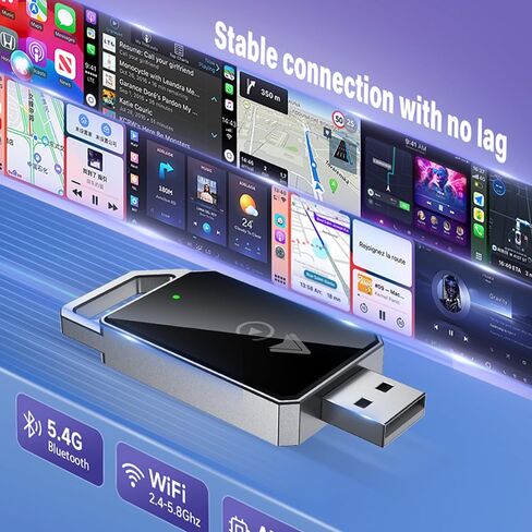 Wireless CarPlay & Android Auto Adapter 2-in-1 Convert Wired CarPlay to Wireless, No Latency, WiFi 6 & Bluetooth 5.3, Auto Reconnect, USB & Type-C, Compatible W iPhone iOS 10+, Android 11+, 2015+ Cars in Saudi Arabia