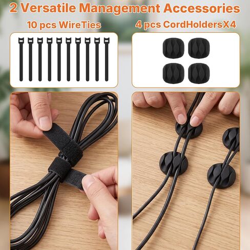 Under Desk Cable Management Tray, 15-25in Retractable Metal Cord Organizer Rack, No Drill Desk Tray with Clamp, Anti-Slip Pads Cable Tray for Home, Office, Gaming, Standing Desks in Kuwait