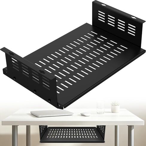 Under Desk Computer Mount Under Desk Laptop Mount Heavy-Duty Space-Saving for Small Form Factor SFF Computers and PCs Compatible with PlayStation 4, PS4 Slim, PS4 Pro L17.3 x H 4" x D 12" in Saudi Arabia