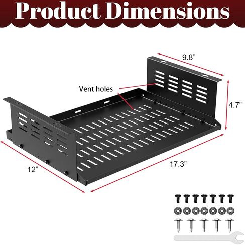 Under Desk Computer Mount Under Desk Laptop Mount Heavy-Duty Space-Saving for Small Form Factor SFF Computers and PCs Compatible with PlayStation 4, PS4 Slim, PS4 Pro L17.3 x H 4" x D 12" in Saudi Arabia