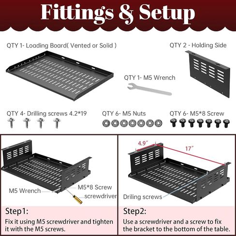 Under Desk Computer Mount Under Desk Laptop Mount Heavy-Duty Space-Saving for Small Form Factor SFF Computers and PCs Compatible with PlayStation 4, PS4 Slim, PS4 Pro L17.3 x H 4" x D 12" in Saudi Arabia