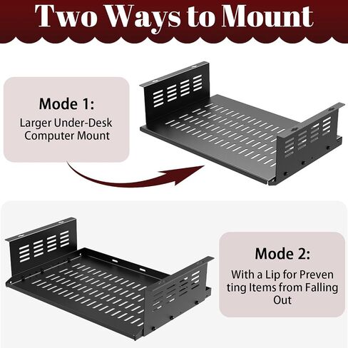 Under Desk Computer Mount Under Desk Laptop Mount Heavy-Duty Space-Saving for Small Form Factor SFF Computers and PCs Compatible with PlayStation 4, PS4 Slim, PS4 Pro L17.3 x H 4" x D 12" in Saudi Arabia