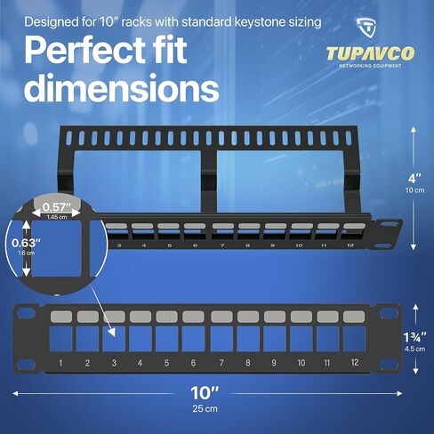 10" Patch Panel for Mini Network Rack (12 Port) - Tupavco TP410 in Kuwait