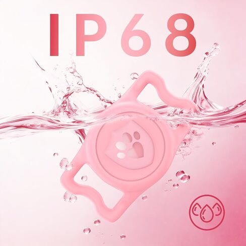 IP68 Waterproof AirTag Holder for Dog Collar, Silicone, Pink in Saudi Arabia