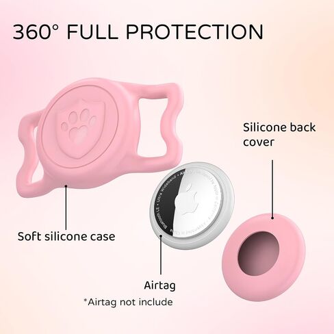 IP68 Waterproof AirTag Holder for Dog Collar, Silicone, Pink in Saudi Arabia