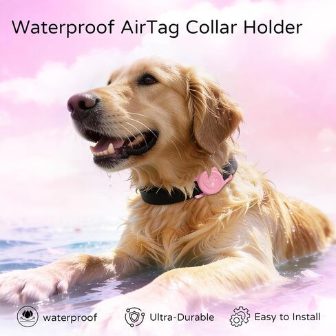 IP68 Waterproof AirTag Holder for Dog Collar, Silicone, Pink in Saudi Arabia