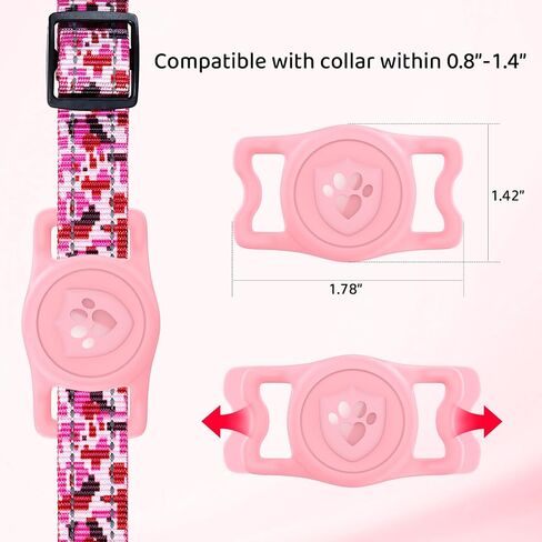IP68 Waterproof AirTag Holder for Dog Collar, Silicone, Pink in Saudi Arabia