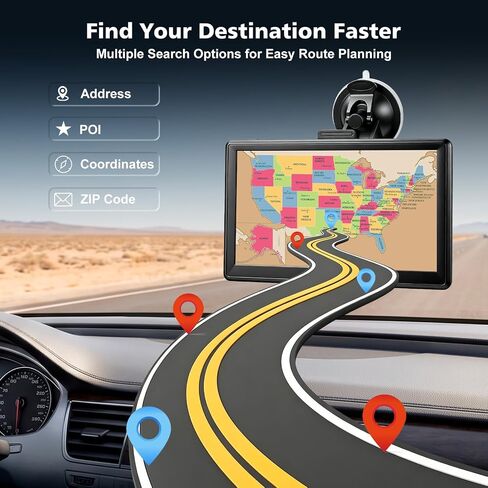 GPS Navigator for Car 7" HD Touchscreen 2026 Map Free Update Voice Guidance in Kuwait