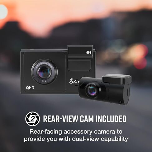Cobra Smart Dash Cam + Rear Cam (SC 200D) – QHD+ 1600P Resolution, Built-in Wi-Fi & GPS, Voice Commands, Live Police Alerts, Incident Reports, Emergency Mayday, Drive Smarter App, 16GB SD Card Incl. in Saudi Arabia