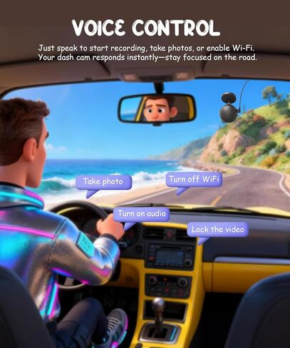 KAWA Dash Cam 2K, Mini Spherical with Voice Control & WiFi Car Camera in Kuwait