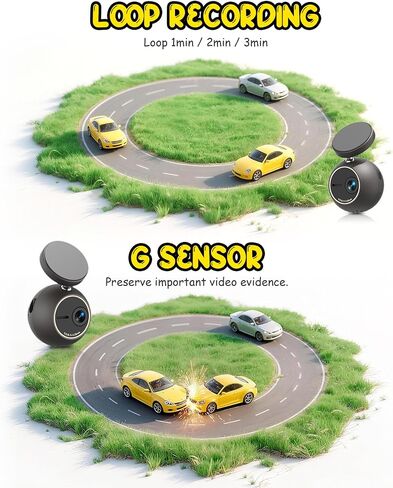 KAWA Dash Cam 2K, Mini Spherical with Voice Control & WiFi Car Camera in Kuwait