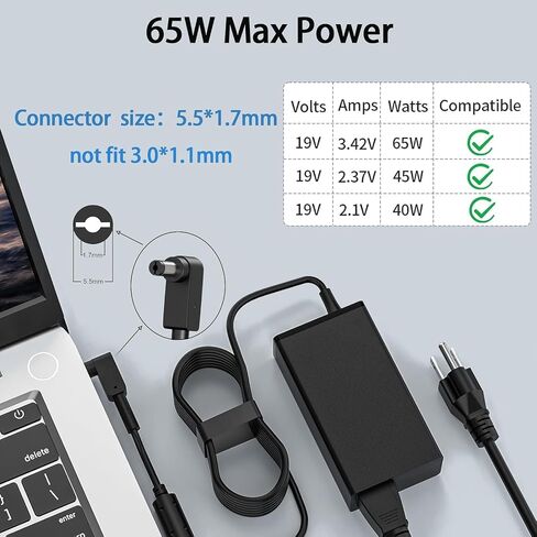 N19C3 65W 45W 5.5x1.7mm Laptop Charger Compatible with Acer Aspire A515-43-R19L A315-21 A515-51 E5-575 A315-41 A315-53 N17C4 N16Q2 N19C1 E15 E5 E1 ES1 N17Q4 N15W5 19V 3.42A Adapter Power Cord in Saudi Arabia