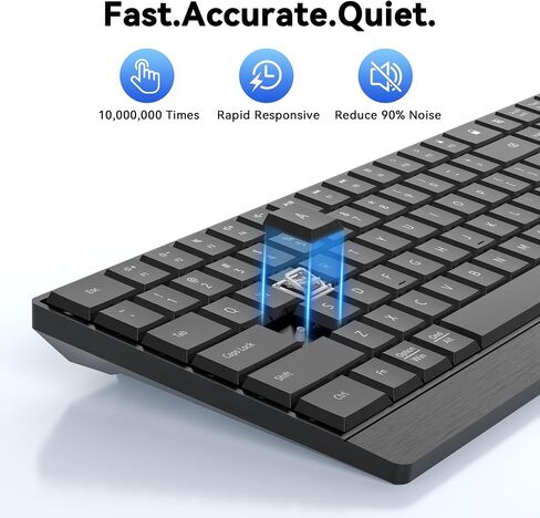 TECKNET Wired Keyboard, Ultra-Slim USB Keyboard with Scissor-Switch Silent Keys, Mechanical Feeling Kyeboard, Ergonomic Foldable Stand, Plug and Play for PC/Laptop/Mac, Black in Kuwait