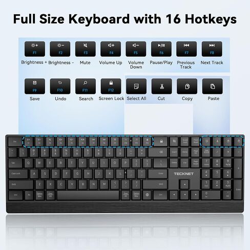 TECKNET Wired Keyboard, Ultra-Slim USB Keyboard with Scissor-Switch Silent Keys, Mechanical Feeling Kyeboard, Ergonomic Foldable Stand, Plug and Play for PC/Laptop/Mac, Black in Kuwait