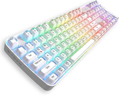 RGB Arc Wireless Keyboard, BT/2.4G/Wired Tri-Mode, Full Size Crystal Texture Translucent Keycaps, 2000mAh Rechargeable, Compatible with PC/Notebook/Tablet/Smartphone (Orange) in Kuwait