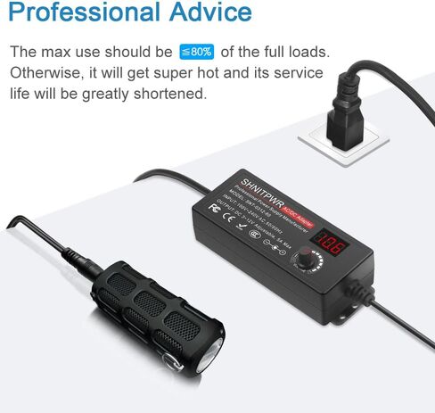 SHNITPWR 60W Universal Power Supply DC 3V 4V 4.5V 5V 6V 7V 7.5V 8V 9V 10V 11V 12V Adjustable Variable Power Adapter 100V-240V AC to DC Converter 1A 2A 2.5A 3A 4A 5A with 14 Tips & Polarity Converter in Kuwait