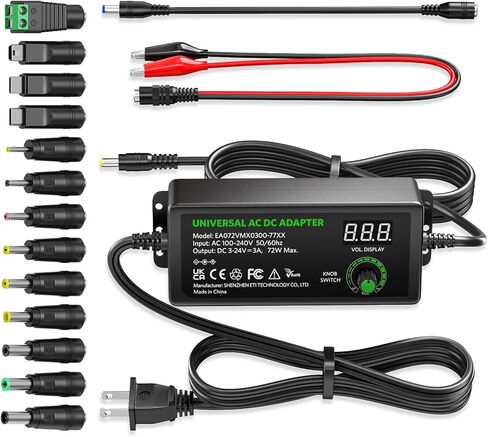 Powseed Universal Power Supply Variable 3V~24V 3A 72W Multi Voltage Adapter in Kuwait