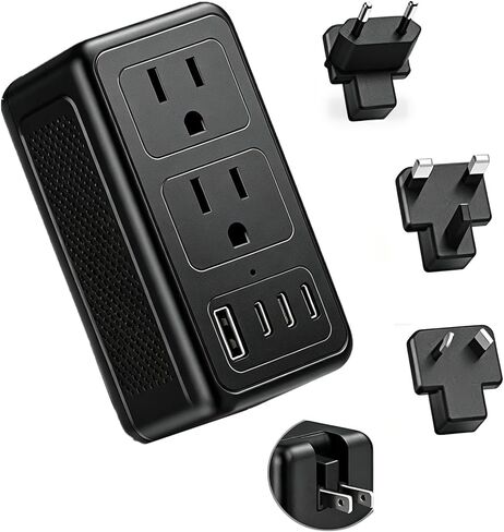 2000W 220V to 110V Voltage Converter US to Europe for Hair Dryer, Converter European Travel Converter Fast Charging, Power Converter Adapter Combo for 200+ Countries (Black) in Saudi Arabia